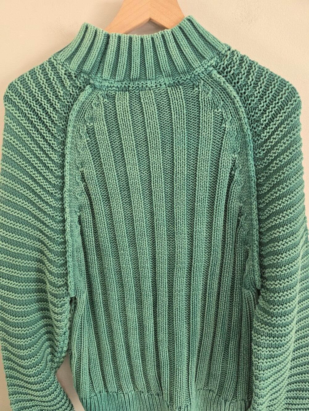 Free People Teal Cable-Knit Turtleneck Sweater - Picture 2 of 4